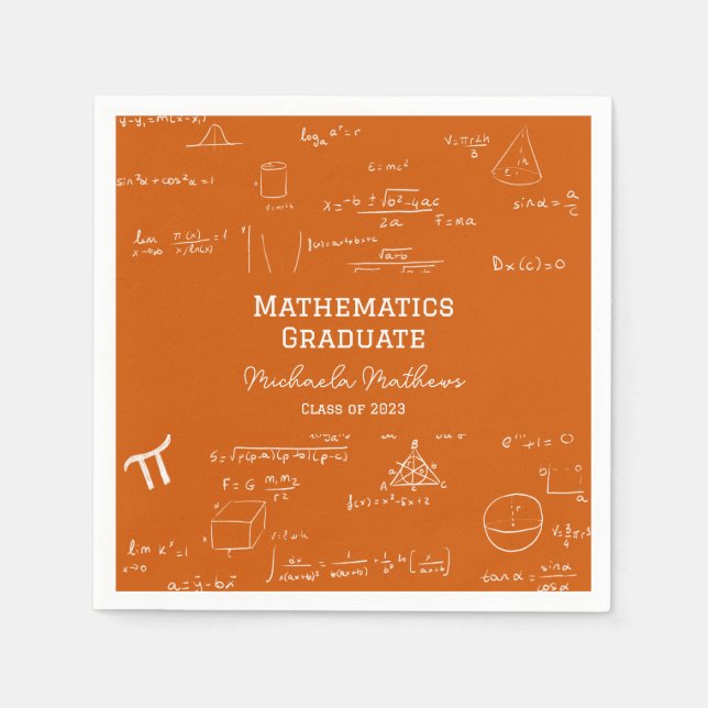Orange Mathematics Graduate Class of Graduation Napkins (Front)