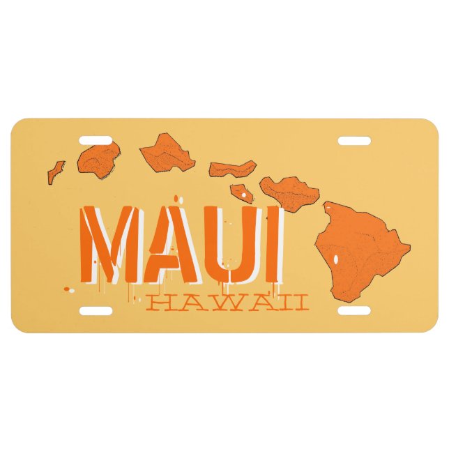 Orange Maui Hawaii license plate cover (Front)