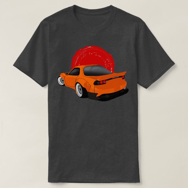 Orange Mazda RX7 Rocket Bunny Back View T-Shirt (Design Front)