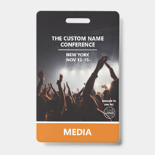 Orange Media Access Pass QR Code Custom Conference Badge