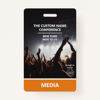 Orange Media Access Pass QR Code Custom Conference Badge