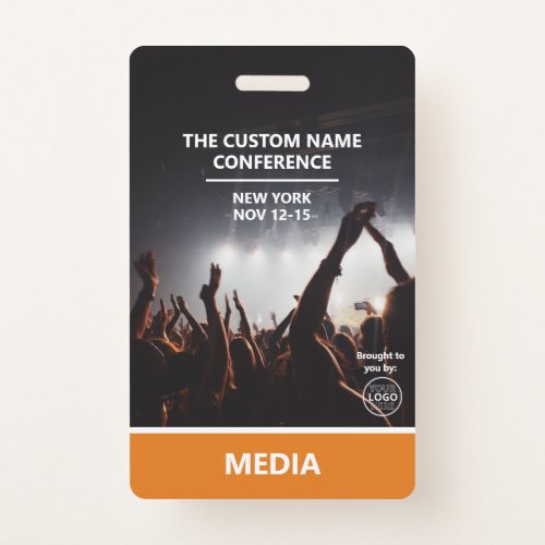 Orange Media Access Pass QR Code Custom Conference Badge