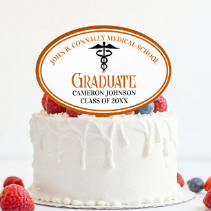 Orange Medical School Graduation Party Custom Cake Topper