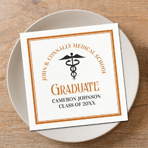 Orange Medical School Graduation Party Custom Napkins