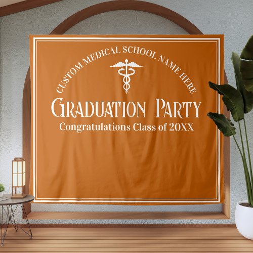 Orange Medical School Graduation Party Photo Booth Tapestry