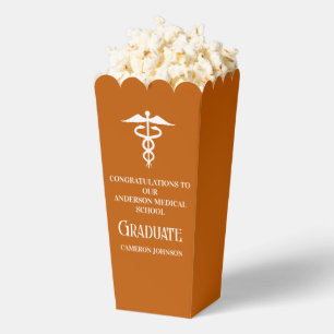 Orange Medical School Graduation Party Popcorn Favor Boxes