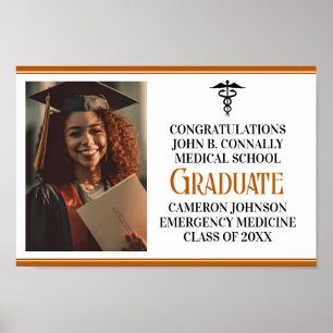 Orange Medical School Photo Graduation Party Poster