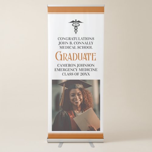 Orange Medical School Photo Graduation Party Retractable Banner