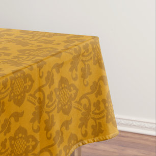 Orange Medieval Floral Tablecloth, 52"x70" Tablecloth