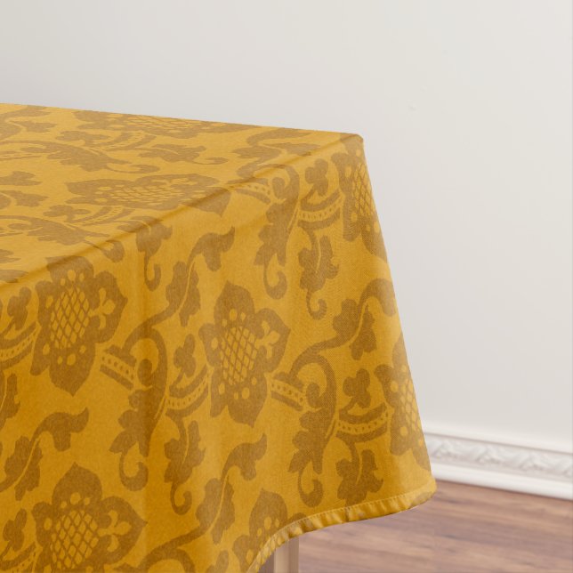Orange Medieval Floral Tablecloth, 52"x70" Tablecloth (In Situ)