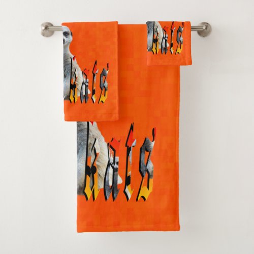 Orange Meerkat And Logo Bath Towel Set