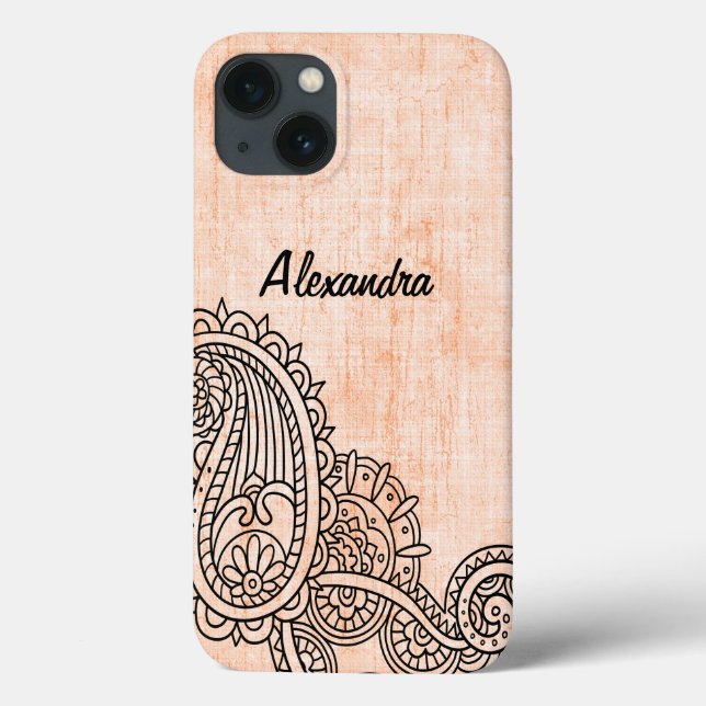 Orange Mehndi Motif Galaxy Note 4 Case (Back)