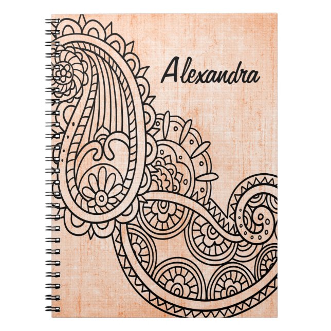 Orange Mehndi Motif Notebook (Front)
