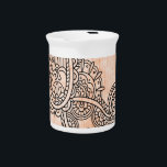 Orange Mehndi Motif Pitcher<br><div class="desc">Add an ethnic touch to your dining room table with this unique Mehndi Motif Pitcher with an intricate Indian henna design on an orange distressed look background. Text can be added to this design to give it a personal touch.</div>