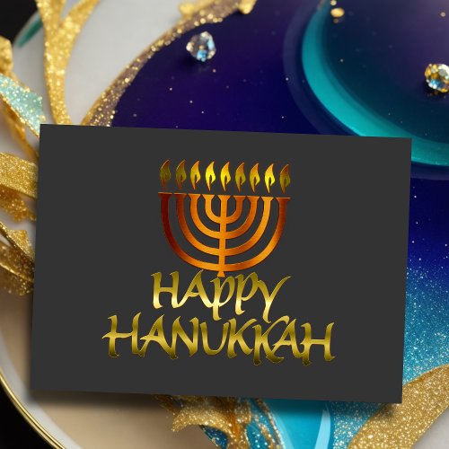 Orange Menorah Flames Happy Hanukkah Card