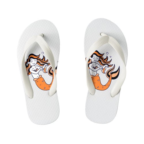 Orange Mermaid  Kids Flip Flops