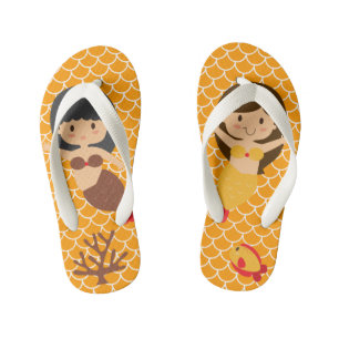 Orange Mermaid Scales Kid's Flip Flops