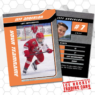 Orange Metal Ice Hockey Trading Card