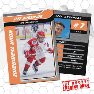 Orange Metal Ice Hockey Trading Card