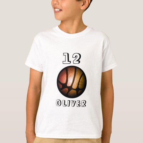 Orange Metallic Basketball Ball Boy T_Shirt