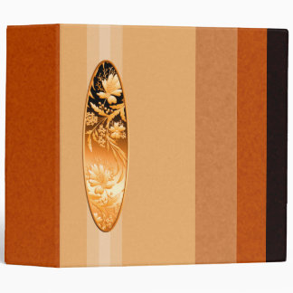 Orange Metallic Flowers 3 Ring Binder