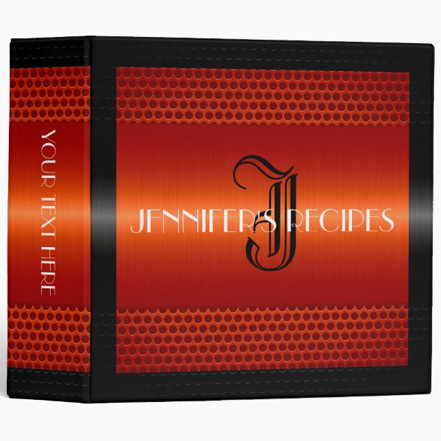 Orange Metallic Metal Look Monogram Binder (Front/Spine)