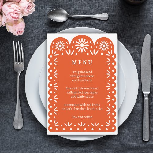 ORANGE MEXICAN PAPEL PICADO menu