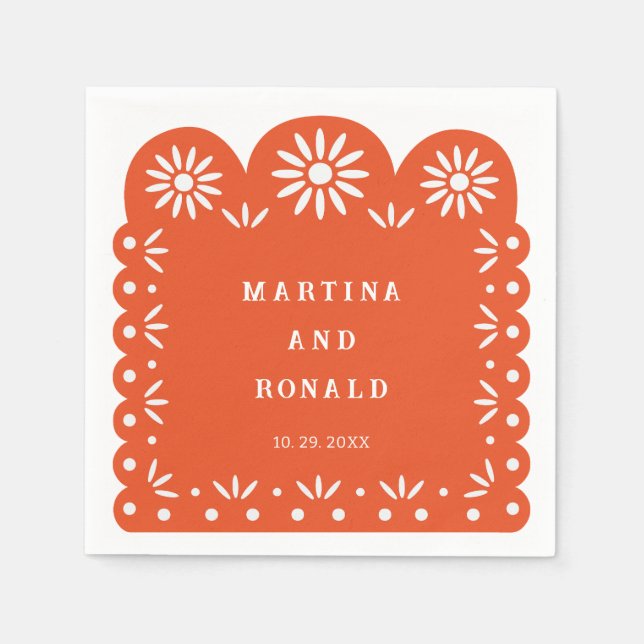 ORANGE MEXICAN PAPEL PICADO NAPKINS (Front)
