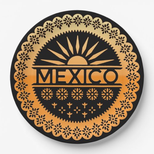 Orange Mexico Papel Picado HHM Party Paper Plates