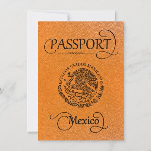 Orange Mexico Passport Save the Date Card