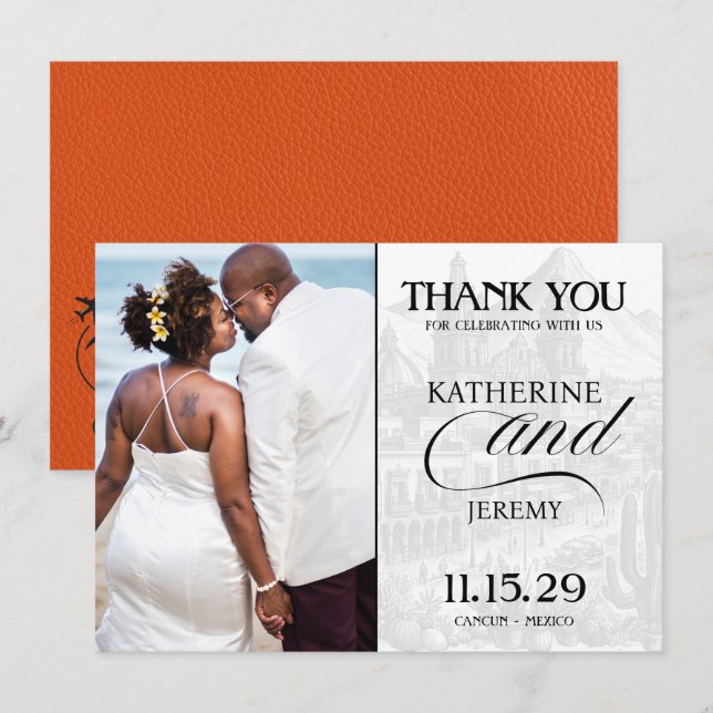 Orange Mexico Passport Thank You Card (Front/Back)