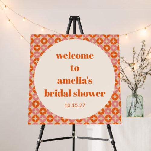 Orange Mid Century Custom Bridal Shower Welcome Foam Board