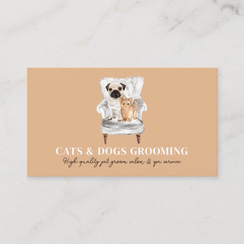 Orange Minimal modern Sofa Pug Dog Cat Pet Business Card