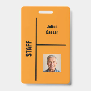 Orange Minimal Staff Event ID Badge