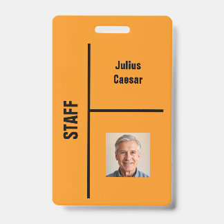 Orange Minimal Staff Event ID Badge