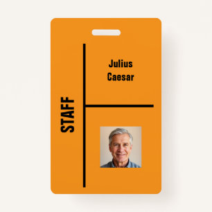 Orange Minimal Staff Event ID Badge