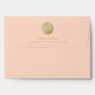 Orange minimalist modern monogram return address envelope