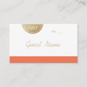 Orange minimalist modern wedding place cards