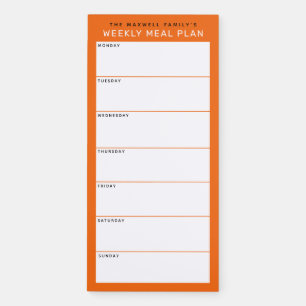 Orange Minimalist Simple Family Meal Planning Magnetic Notepad