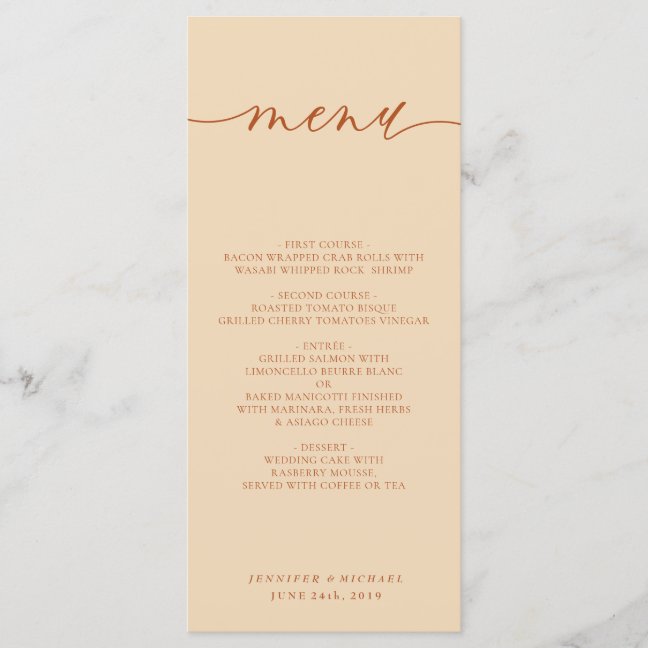 Orange Minimalist Simple Modern Party Celebration Menu