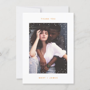 Orange Minimalist Thank You Wedding Photo Card