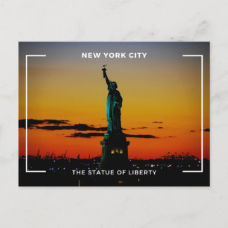 Orange Minimalist The Statue Of Liberty Postcard