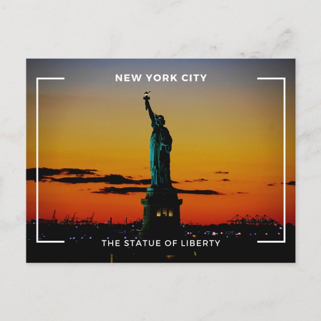 Orange Minimalist The Statue Of Liberty Postcard (Front)