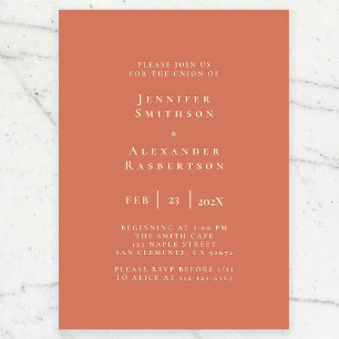Orange Minimalist Wedding Invitation