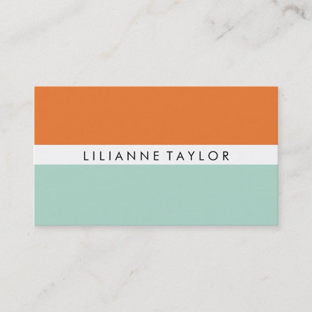 Orange / Mint Business Card (Front)