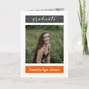 Orange Modern Block 5-Photo Graduation Invitation