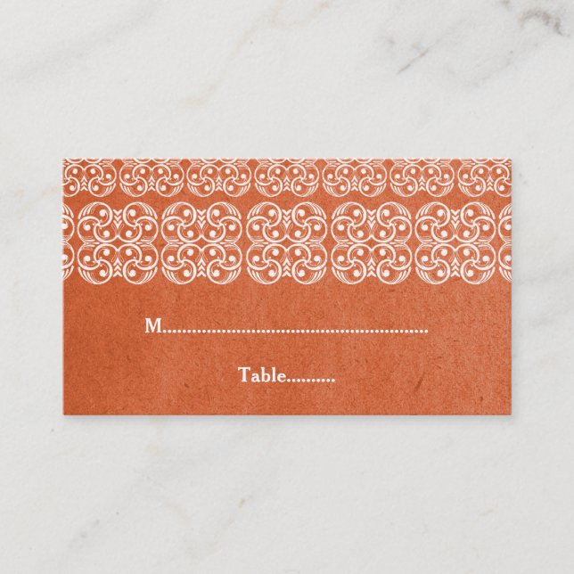 Orange Modern Bohemian Place Card (Front)