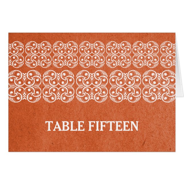 Orange Modern Bohemian Table Number Card (Front Horizontal)