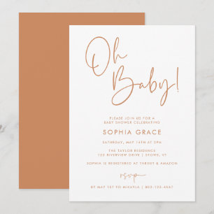 Orange Modern Boho Gender Neutral Baby Shower Invitation