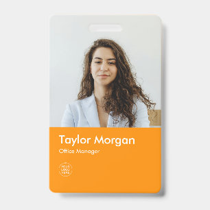 Orange Modern Business ID Card Employee Badge
